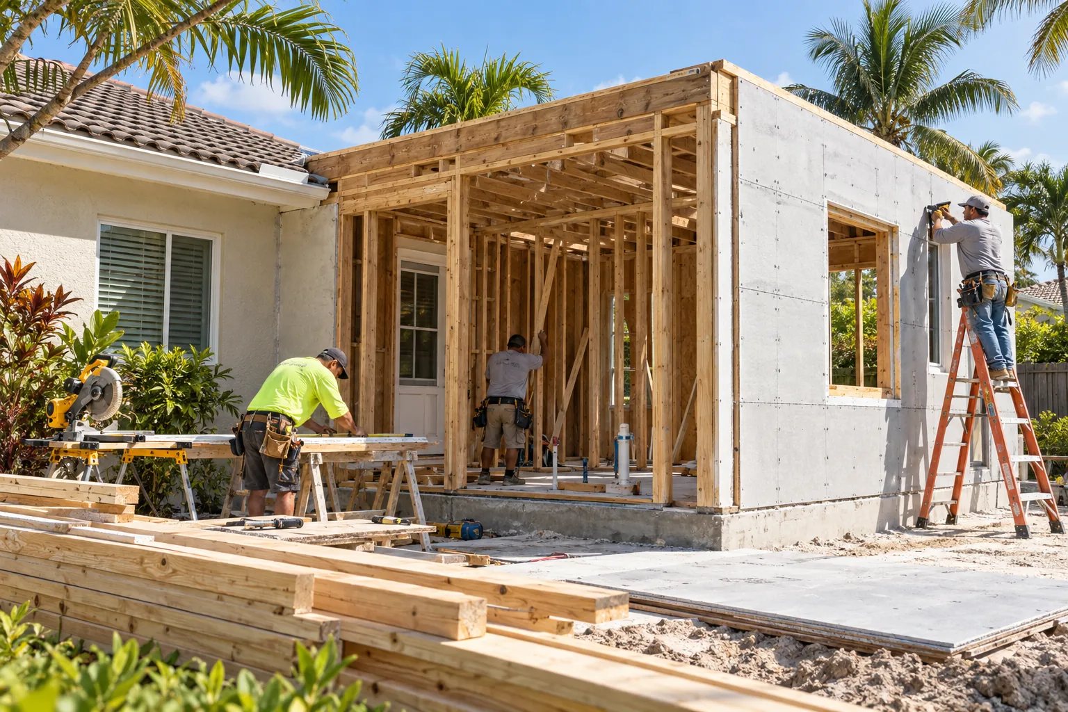 South Florida home addition under construction