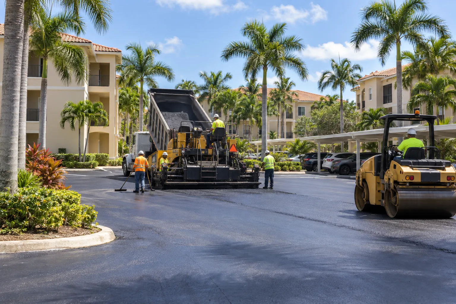 Asphalt paving at a South Florida community