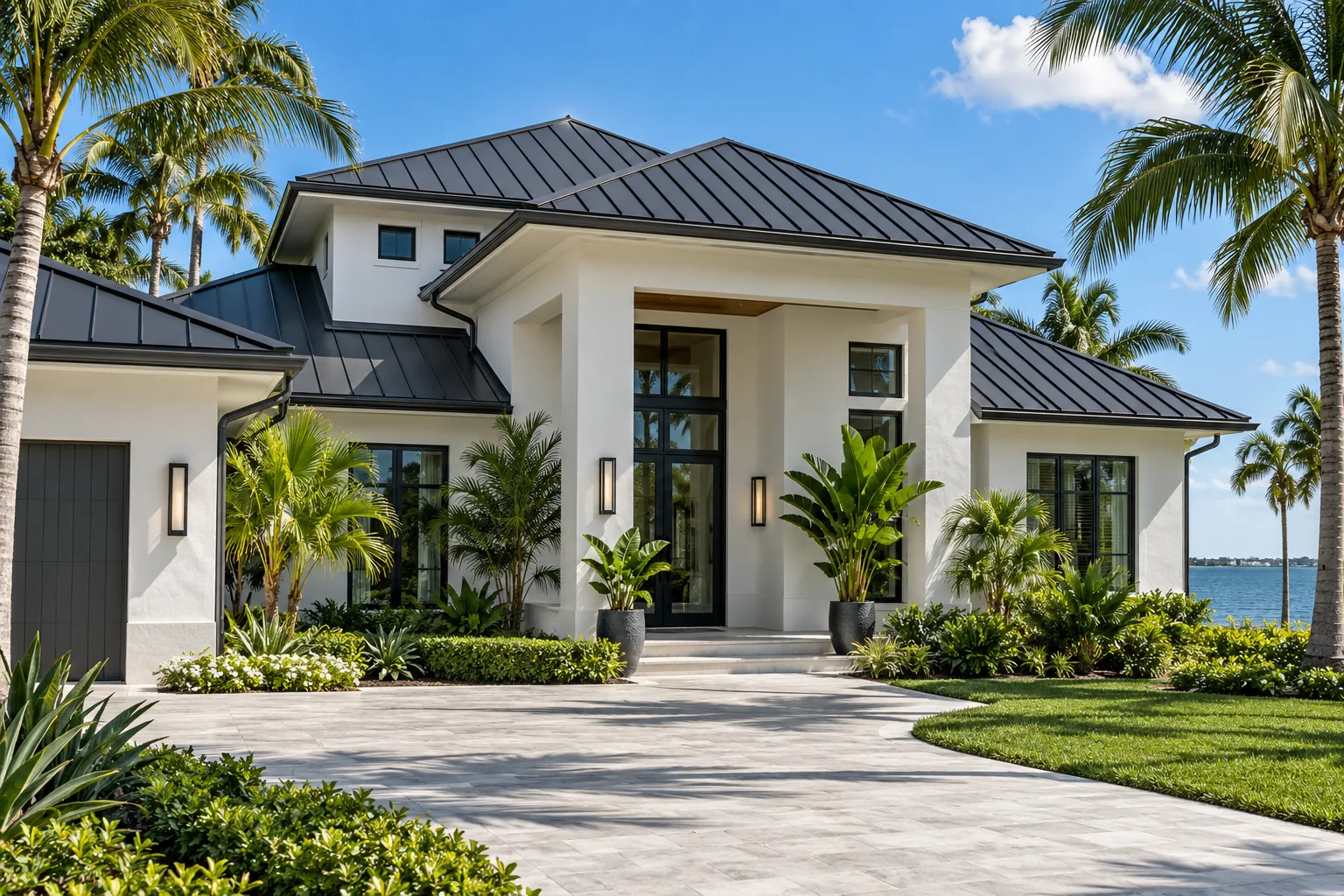 South Florida home with a standing seam metal roof