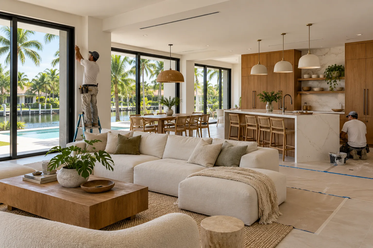 South Florida whole home remodel interior nearing completion